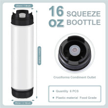 18 Peças 16 Oz Garrafas de Espremer Condimento Garrafa de Espremer de Plástico Invertido para Molhos Ponta Recarregável Dispensador de Válvula