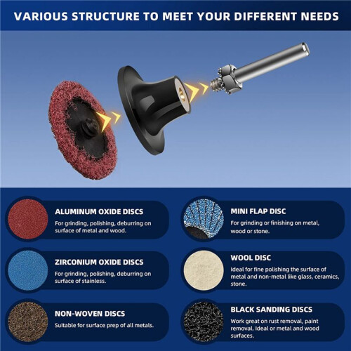 120Pcs Sanding Discs Set, 2 Inch Quick Change Sanding Discs with 1/4Inch Holders, Die Grinder Surface Conditioning 1