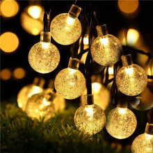 3X 8 Modes Solar Light Bulbs Crystal 5M LED String Lights Fairy Lights Garlands for Christmas Party Outdoor
