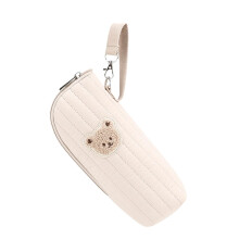 Khaki Insulated Baby Bottle Bag with Bear Design for Travel Breast Milk Storage Tote Carrier