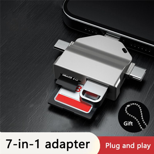 Multifunction 7 in 1 Card Reader USB 2.0 Type C to  Adapter USB Flash Reader for PC Laptop Accessories Black 2