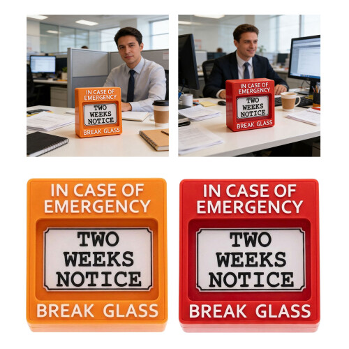 Funny Office Desk Accessory Resignation Warning Sign Box-Red 2