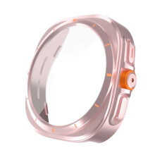 Rose Gold Case with Tempered Glass Screen Protector for Samsung Galaxy Watch 6 44mm, Slim ScratchResistant Cover