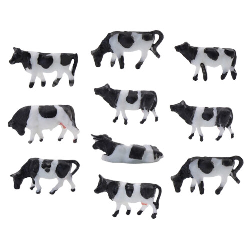 10Pcs Simulation Cattle Statues 1:87 Scale Tiny ABS Cow-A 1