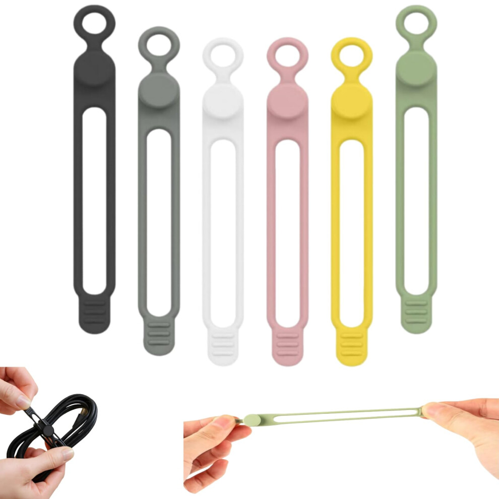 6Pcs Silicone Cable Ties Reusable 4.17In Multi Purpose Cable Organizer For Headphones And Chargers 9073542707653