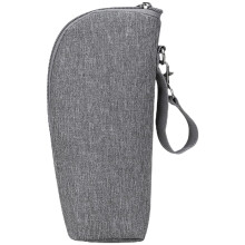 Baby Bottle Insulated Bag Gray Thermal Cooler Pouch with Handle for Outdoor Travel