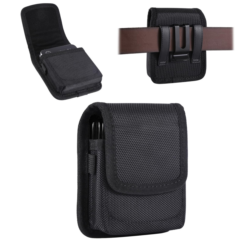 Universal Nylon Phone Holster With Belt Clip, Xs Case With Card And Pen Slot For Galaxy Z Flip And Razr Black 9330225993490
