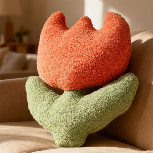 Soft And Sturdy Decorative Pillow Designed As A Tulips Floral 1