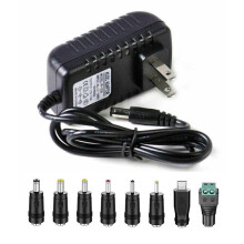Universal AC DC Power Adapter 9V 2.1mm with Interchangeable Tips and Overvoltage Protection for Router Camera LED Strip