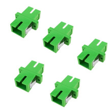 SC/APC Fiber Optic Coupler Single Mode Adapter Pack of 5, LowLoss Signal, Green Housing