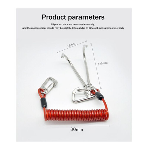 Double  Dive  Rafting Hook Stainless Steel  Hook Spiral Coil Spring Cord Dive Safety Accessory - 2