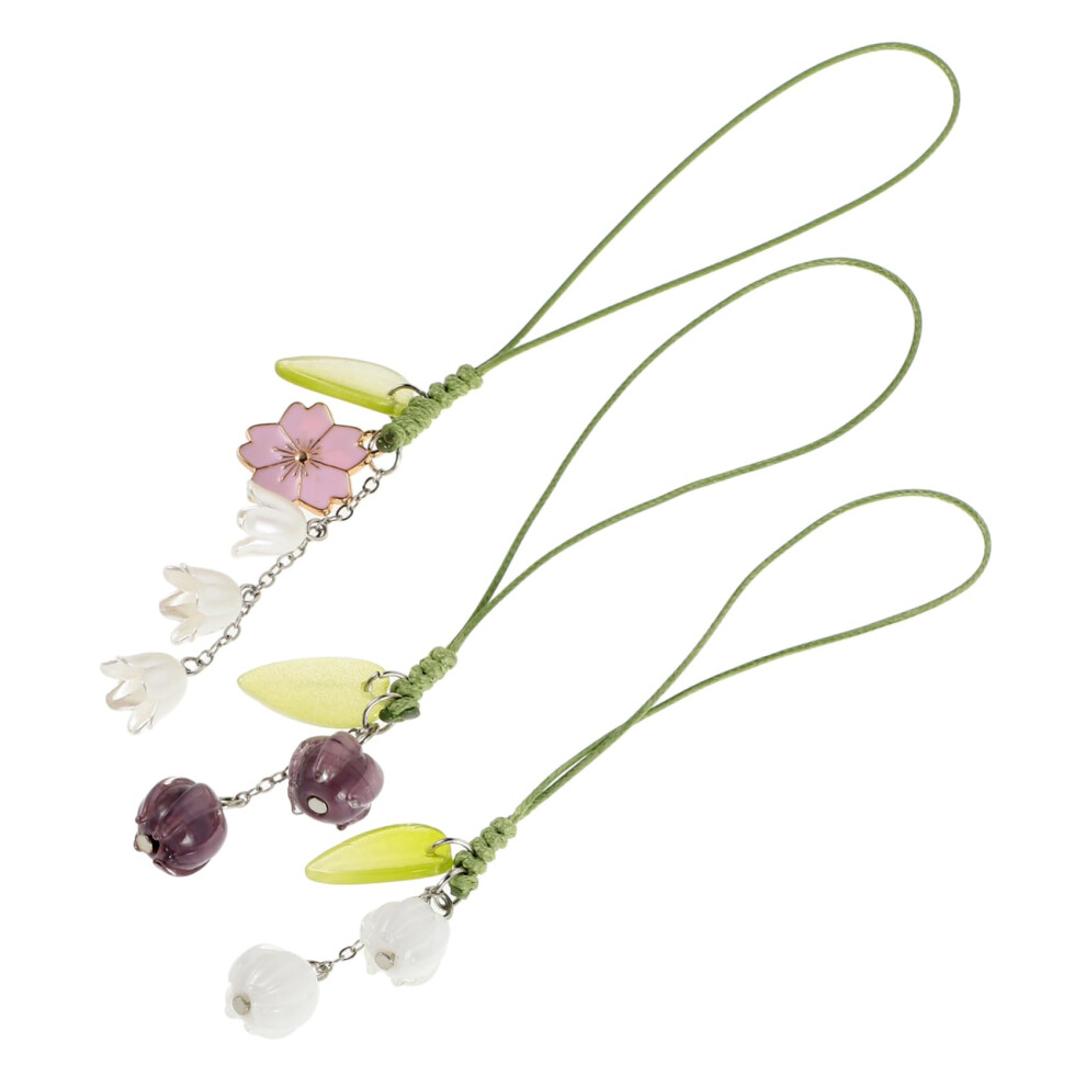 3Pcs Tulip Flower Phone Charms Set, Cute Keychain Accessories For Mobile Phone Decor 9092120719895