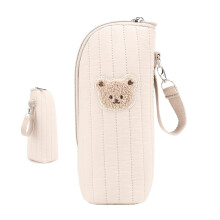 Insulated Bottle Bag Khaki Baby Bottle Carrier with Thermal Design for Travel and Daycare Storage