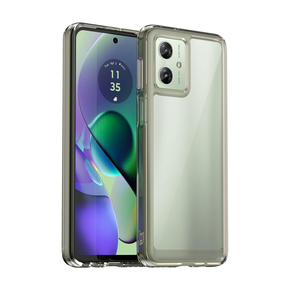 Case For Moto G54 5G Clear Tpu Pc Armor With Military Grade Shockproof Protection And Raised Edges Gray 9073542707912