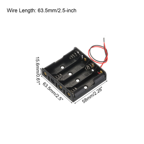 4 Slot AA Battery Holder Box with Wire Leads, Durable Shell for DIY Electronics Projects, 3 Pack 1