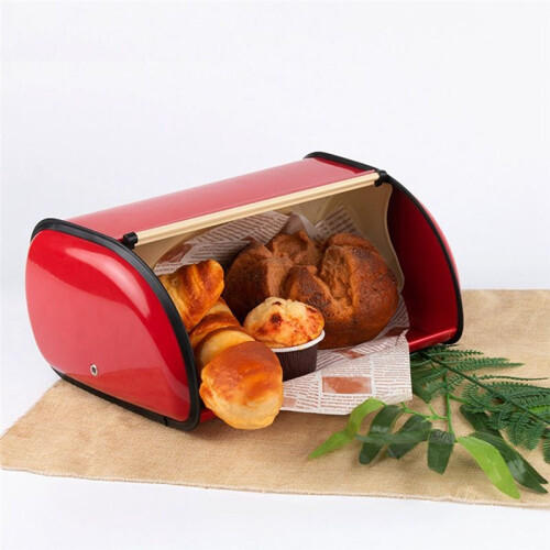 Metal Bread Box Roll Top Metal Bread Bin Bread Storage Bread Holder Bread Container Keeper Organizer for Kitchen Counter 2