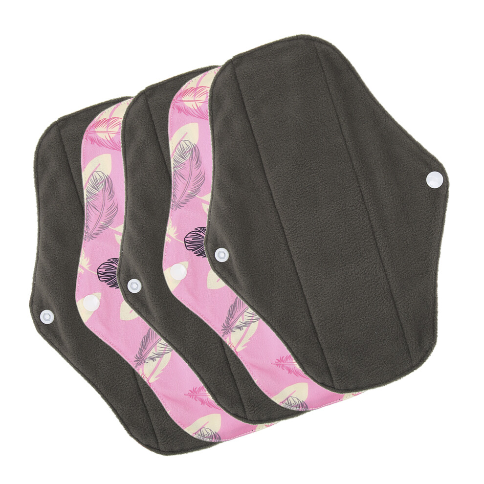 5pcs Washable Menstrual Pads Bamboo Charcoal Leakproof Cloth, 18x25cm