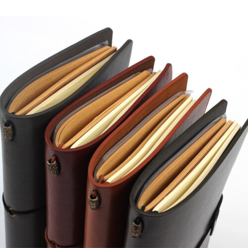 2022 Plan A6 Notepad Diary Book Business  Loose-Leaf Notebook Retro Hand LEDger 200X120mm Wine Red 2