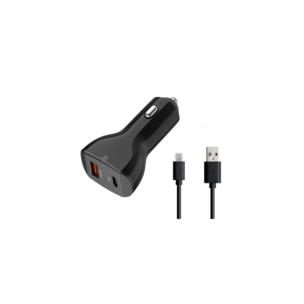 Fast Car Charger 63W Dual Port Pd3.0 Qc4.0 Adapter With 100W Cable For Alcatel A7 Xl Truck Black 9330225993995