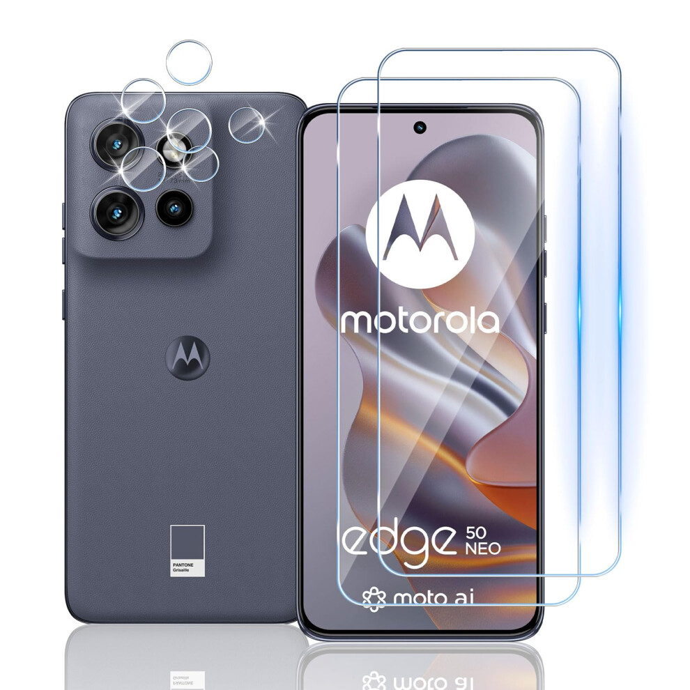 9H Tempered Glass Screen And Camera Protector Set, Pack Of 2 For Motorola Moto Edge 50 Neo 9092120720532
