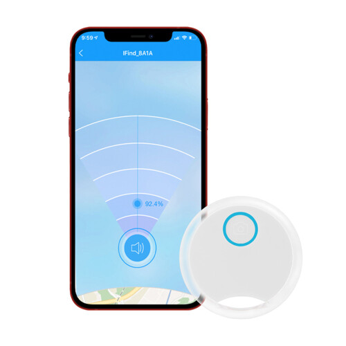 Wireless GPS Tracker for Pets & Keys, APP Control, Selfie Shutter, 40*40*7.2mm 2