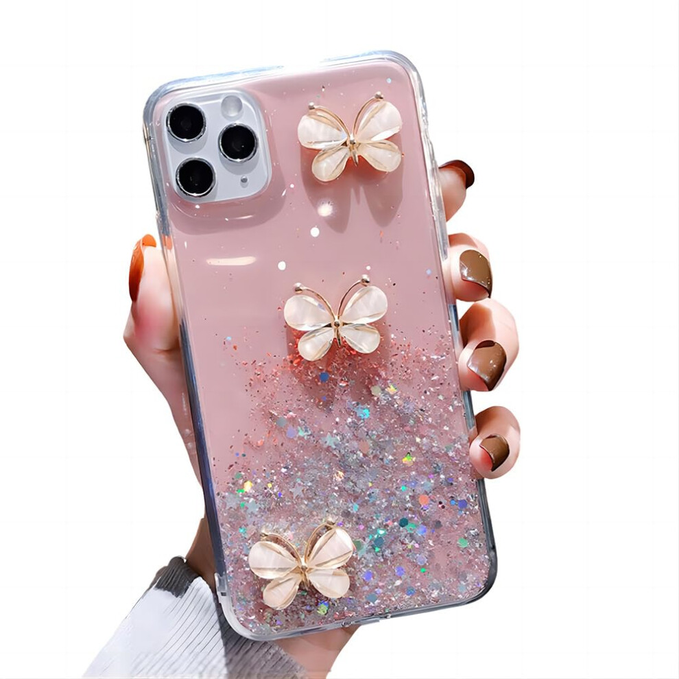 Case For Iphone 15 Pro Glitter Butterfly Crystal Sparkle Shockproof Soft Silicone Cover Pink 9330225994046