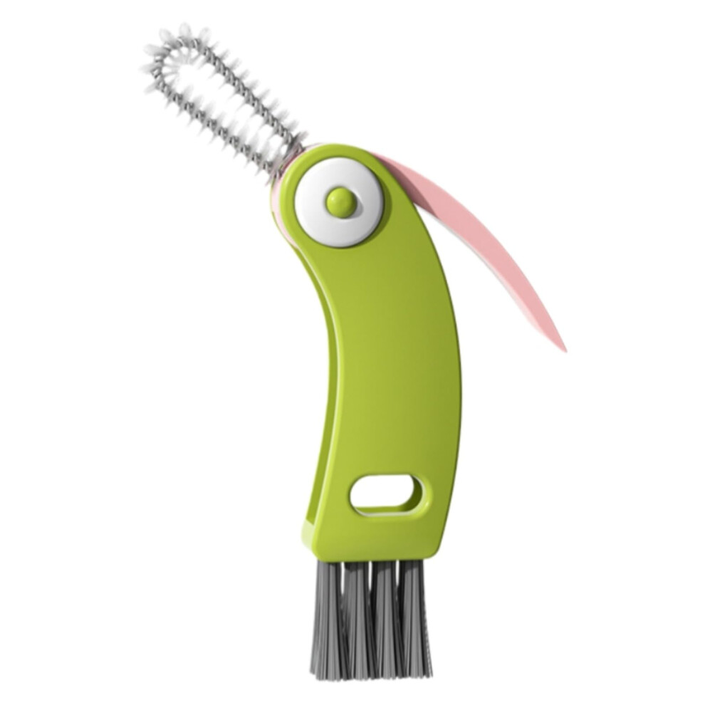 3 in 1 Bottle Brush Set with Cup Lid Cleaner and Crevice Brush for Tight Spaces Light Green