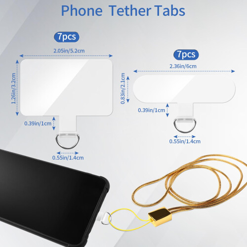 14pcs Clear Phone Lanyard Patch Universal Tether Tabs Set for Smartphones without Adhesive 1