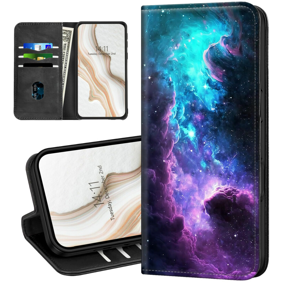 Wallet Case Rfid Blocking Leather Flip Folio With Magnetic Closure Kickstand Shockproof Cover For Cricket Icon 6 Att Verge Nebula Galaxy 9330225994428