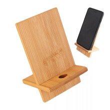 Bamboo Phone Stand with Charging Hole, Detachable Wooden Dock for Desk, for iPhone and Samsung