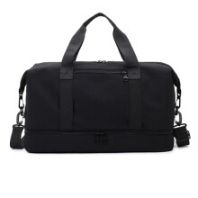 Black Gym Duffel Bag with Shoe Compartment and Wet Dry Separation for Sports and Travel