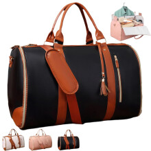 2 in 1 Black Travel Duffle Bag Garment Carrier, Large Capacity and Easy Clean Finish