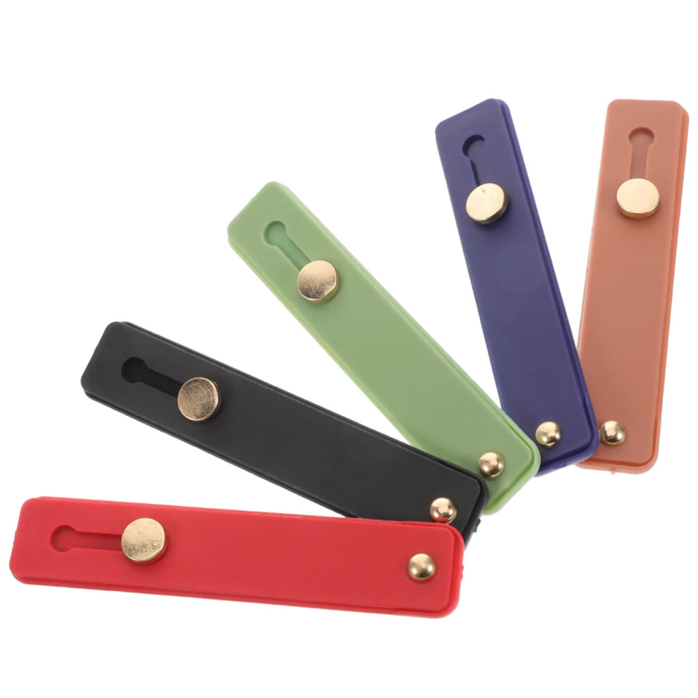 5Pcs Adjustable Telescopic Phone Finger Strap Nonslip Adhesive Grip Loop Holder For Smartphones Black/Red 9455672224017