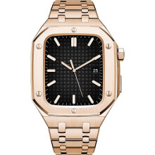 Luxury Stainless Steel Metal Band and Case for Apple Watch 44mm for Series 9 8 7 6 SE Style