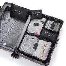 Black Travel Packing Cubes Set 6 Pcs Compression Luggage Organizers for Clothes and Efficient Packing