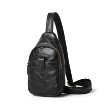 Vintage Leather Sling Bag Crossbody Fanny Pack with Multiway Carry and Secure Zip Compartments Black