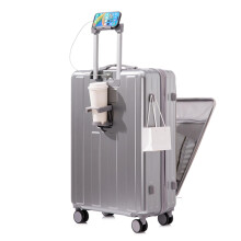 20 Inch Carry On Luggage, Expandable Hard Shell Spinner Suitcase with USB Port, Cup and Phone Holder