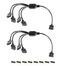 2 Pcs 30cm 1 to 4 ARGB Splitter Cable 5V 3Pin Extension for PC Fans and LED Strips Multi‑Device Sync