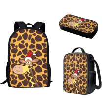 Cute Giraffe Backpack 3 in 1 School Bag Set with Lunch Box for Girls Large Capacity Lightweight