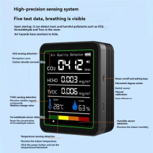Formaldehyde-Monitor Kooldioxidedetector TVOC-Detector Temperatuur en Vochtigheid CO 2 Luchtkwaliteitsmonitor Zwart