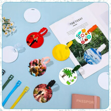 Sublimation Blanks Luggage Tag Round Bulk Double Sided Aluminum Suitcase Label Tag for DIY Business ID Card Holder
