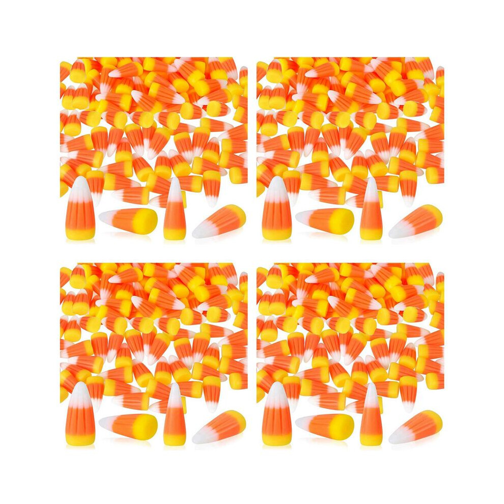 200Pcs Halloween Resin Candy Corn Artificial 3D Candy Corn Bead Fall Faux Fake Corn Scrapbooking Embellishments 6032434198415