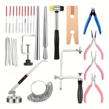 Jewelers Tools Set Jeweler'S Saw Frame 144 Blades Third Hand Tweezers Wooden Pin Clamp Multipurpose Needle File Mallet