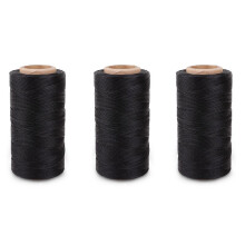 3X Flaches Wachs Draht Spule 260M Leder Leder DIY DIY Schwarz