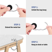 Perchero Plegable para Bolsos, 8 Unidades, Portátil, de Aleación, con Gancho para Mesa, Antideslizante, Multiusos, para Guardar Llaves y Monedero.