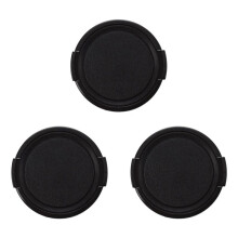 3X Camera Plastic Side Pinch Clip Front Lens Cap Protective Cover Black 49mm