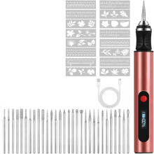 Stylo Graveur Électrique Sans Fil 30 Bits, Kit D'Outils de Gravure DIY pour la Sculpture de Perles, de Verre et de Plastique.