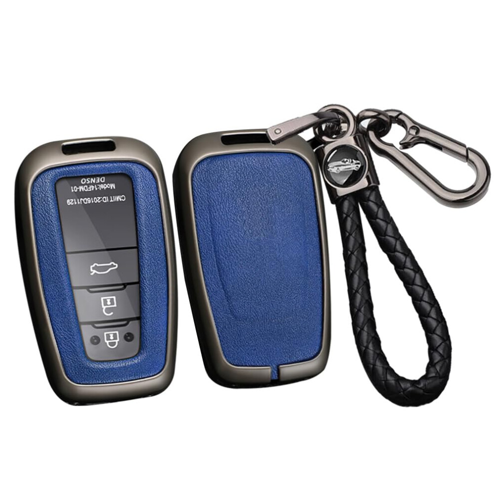 Key Fob Cover Pu Leather 360 Full Protection For Toyota Camry Rav4 Corolla 20182024 Black/Blue 9771547567912