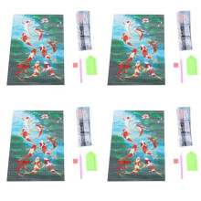 4X 5D Art Diamond Painting Round Full Diamond Koi Carp  Stitch Kits Embroidery Home Decors