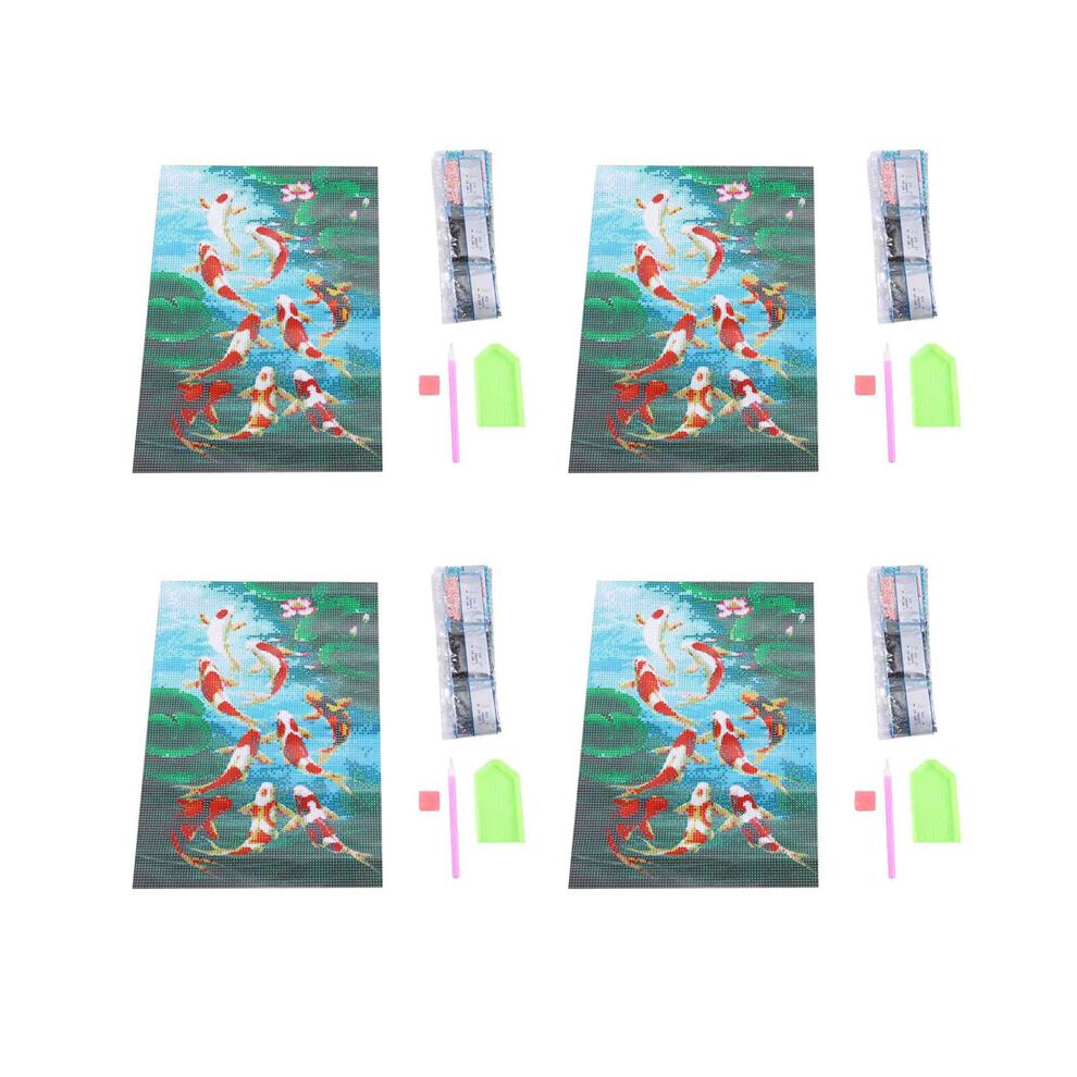 4X 5D Art Diamond Painting Round Full Diamond Koi Carp Stitch Kits Embroidery Home Decors 6033511108471
